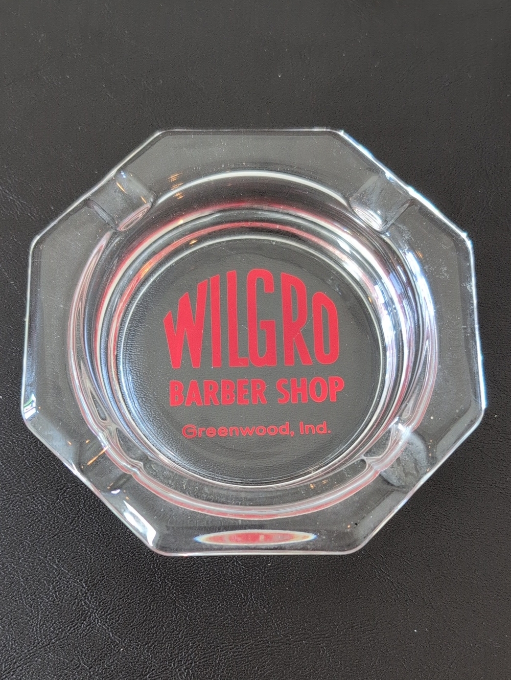 Vintage WILGRO Barber Shop Greenwood Indiana Ashtray